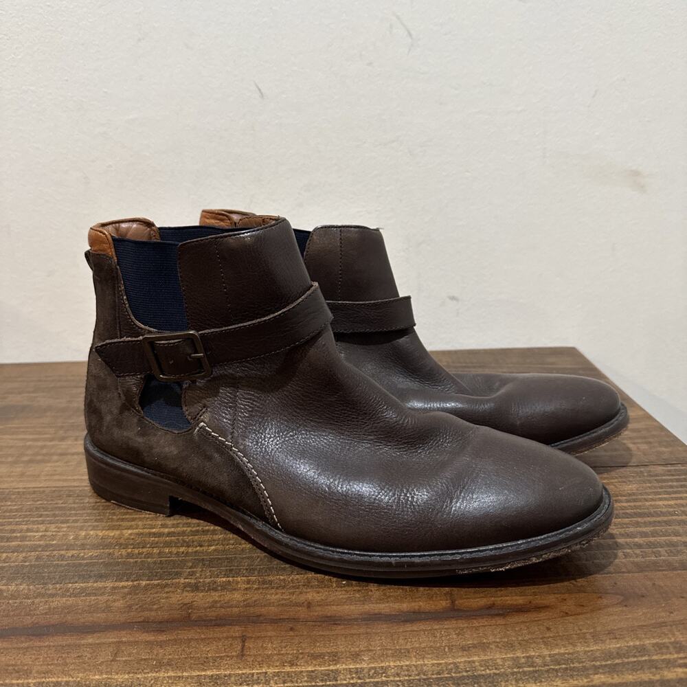 Men’s Johnston & Murphy Strap Chelsea Boots Leather Sheepskin Mens Sz 11 D